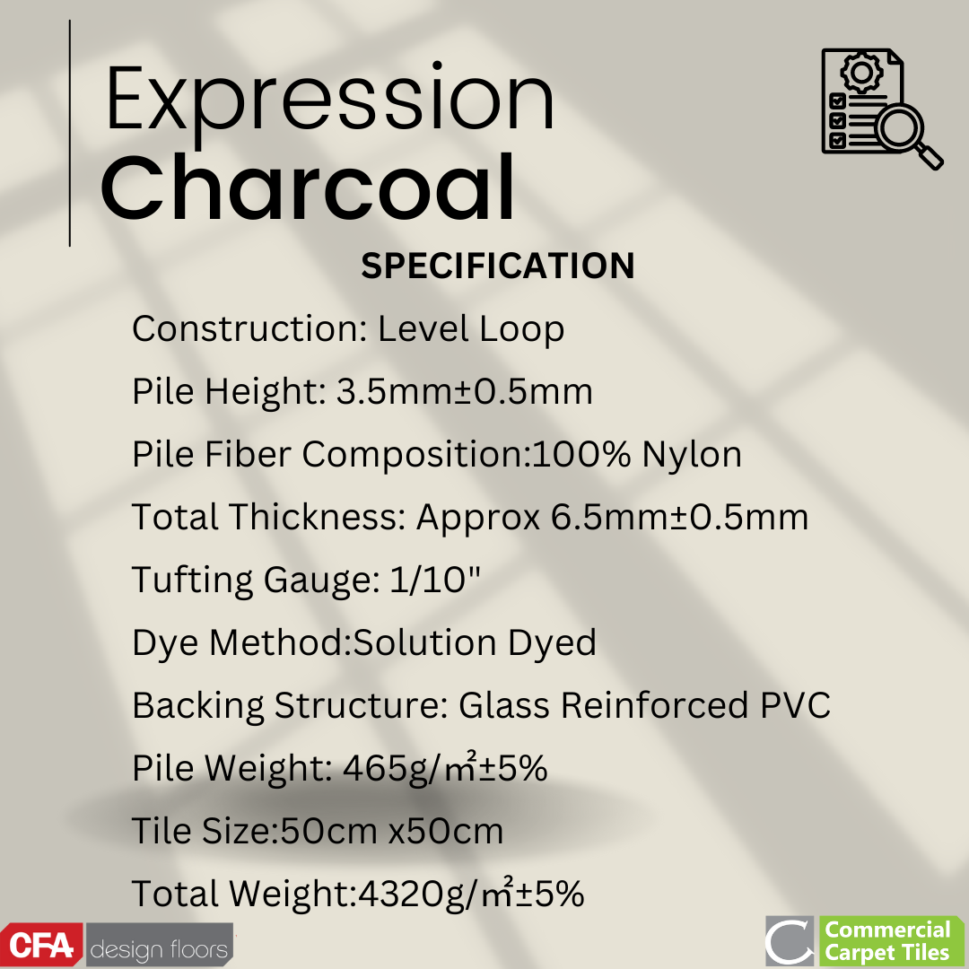 Expression Charcoal Commercial Carpet Tiles